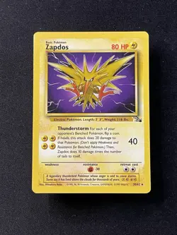 1999 Pokemon TCG Fossil Set Zapdos Non-Holo 30/62 Rare Pokemon Card WOTC - Image 1