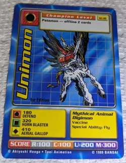 Digimon Cards - 1999 Digi-Battle 1st Edition Unimon ST-16 - Image 1