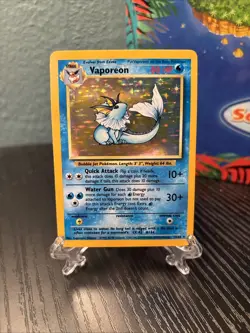 Pokemon TCG Vaporeon Holo Rare Card 12/64 Jungle No Symbol Error - LP-NM - Image 1