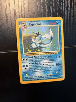 Pokemon TCG Vaporeon Holo Rare Card 12/64 Jungle No Symbol Error - LP-NM - Image 2