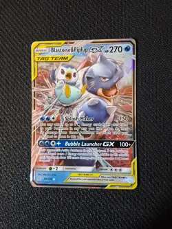 Pokemon TCG Blastoise Piplup GX Holo Card 38/236 Cosmic Eclipse Tag Team - Image 1