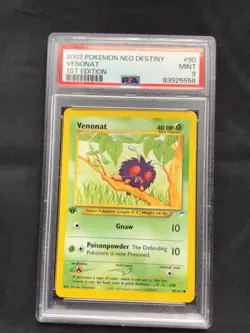 Pokemon Cards: 1st Edition Neo Destiny Common: Venonat 90/105: PSA 9 - Image 1