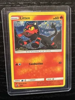 Pokemon Litten TCG SM08 Black Star Promo Holo Card, Litten SM02 Holo Mint Cond. - Image 3
