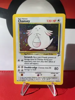Pokemon TCG WOTC Chansey Holo 3/130 Base Set 2 Light Play - Image 1