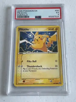 2005 Pokemon TCG Pikachu! Excellent condition! PSA 5! EX Emerald 60/106 - Image 1