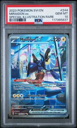 2023 POKEMON SVI SPECIAL ILLUSTRATION RARE #244 MIRAIDON EX PSA 10 - Image 1
