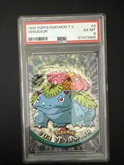 1999 Topps Pokemon T.V. #3 Venusaur Black Logo PSA 6 EX-MT - Image 1