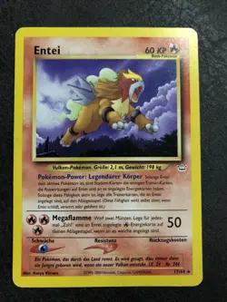 Entei Neo Revelation Non-Holo Rare German Pokemon 17/64 MP - Image 1