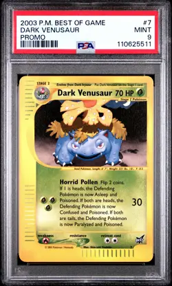 2003 POKEMON BEST OF GAME PROMO #7 DARK VENUSAUR PSA 9 - Image 1