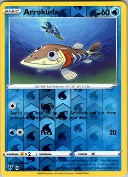 Arrokuda Reverse Holo 041/185 SWSH04: Vivid Voltage Common - NM - Image 1