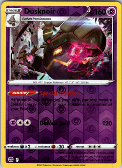 Dusknoir Reverse Holo 062/172 SWSH09: Brilliant Stars Holo Rare - NM - Image 1