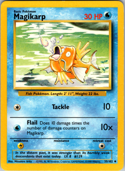 Magikarp 35/102 Pokemon: Base Set Unlimited Uncommon - LP - Image 1