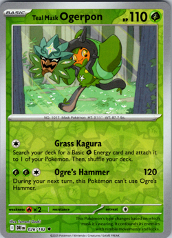 Teal Mask Ogerpon Reverse Holo 026/182 SV10: Destined Rivals Uncommon - NM - Image 1