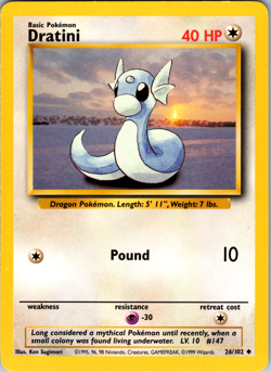 Dratini 26/102 Pokemon: Base Set Unlimited Uncommon - LP - Image 1