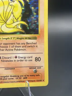 Ninetales Holo Unlimited Rare Pokemon TCG Card 12/102 Base Set - Image 5