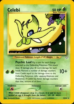 Pokemon TCG Celebi Neo Revelation Non-Holo Rare Card 16/64 LP - Image 1
