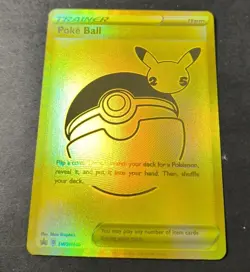 Pokemon Poke Ball Full Art Gold Holo Trainer Card Promo SWSH146 NM - Image 1