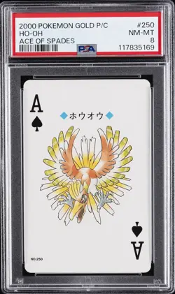 2000 POKEMON GOLD VERSION PLAYING CARDS ACE OF SPADES #250 HO-OH PSA 8 - Image 1