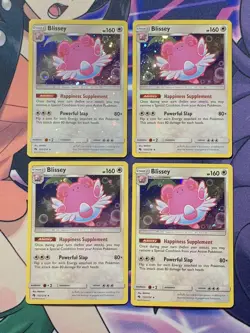 Lot of 4 Blissey 153/214 Cosmos Holo Bleed Error Pokemon Card Lost Thunder NM - Image 1