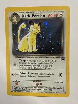 Dark Persian 17 Holo Black Star Promo WOTC Pokemon Card Excellent LP-NM - Image 2
