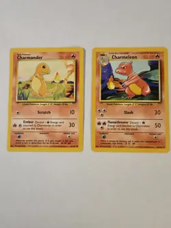 Charmander 46/102 and Charmeleon 24/102 Base Set 1999 Pokemon Lot Of 2 Cards - Image 1