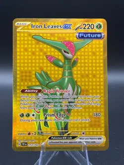 Pokemon Card Iron Leaves ex 213/162 Sv05:Temporal Forces Holo Gold Hyper Rare A2 - Image 1