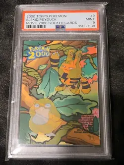 PSA 9 - Elekid Psyduck - 2000 Topps Pokemon Movie Sticker Card - 9/10 - Image 1