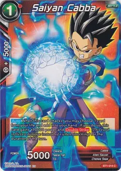 Dragon Ball Super Card BT1- 014 C Saiyan Cabba (Alternate Art) Near Mint - Image 1