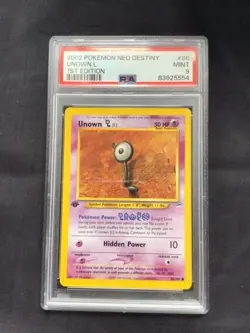 Pokemon Cards: 1st Edition Neo Destiny Common: Unown L 86/105: PSA 9 - Image 1