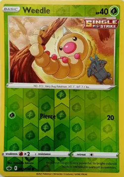 001/198 WEEDLE REVERSE HOLO CHILLING REIGN POKEMON CARD - Image 1