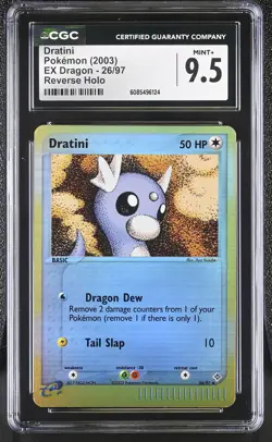CGC 9.5 MINT+ Dratini 2003 EX Dragon 26/97 Reverse Holo Pokemon Card - Image 1