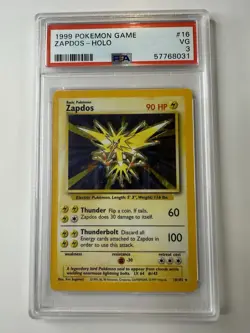 Pokemon TCG Zapdos Holo Rare Card 16/102 Base Set Unlimited - Image 1