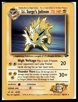 Lt. Surge's Jolteon Gym Challenge 28/132 Regular Rare Card MP Pokemon - Image 1