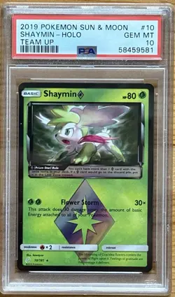 2019 Pokemon Sun & Moon Team Up Shaymin Prism Star Holo #10 PSA 10 GEM MINT - Image 1
