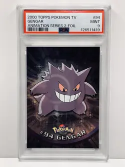 2000 TOPPS POKEMON TV #94 GENGAR ANIMATION SERIES 2 FOIL PSA 9 MINT - Image 1