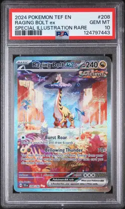 2024 POKEMON TEF EN-TEMPORAL FORCES #208 RAGING BOLT EX PSA 10 - Image 1