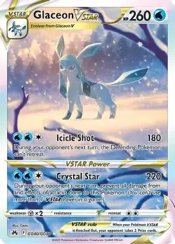 Lightly Played Glaceon VSTAR - GG40/GG70 - Ultra Rare Pokemon Crown Zenith - Image 1
