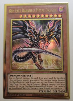 Yu-Gi-Oh Red-Eyes Darkness Metal Dragon 1st Edition Gold Rare MGED-EN009 Alt Art - Image 1