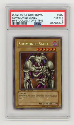 2002 YU-GI-OH Summoned Skull Limited Edition Promo Collector's Tin BPT-002 PSA 8 - Image 1