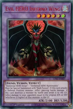 LDS3-EN027 EVIL HERO INFERNO WING RED ULTRA RARE 1ST EDITION YuGiOh CARD - Image 1