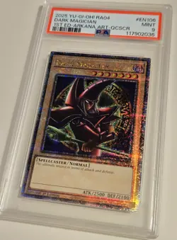 2025 Yu-Gi-Oh! QUARTER CENTURY STAMPEDE Dark Magician QCR RA04-EN106 QCSR PSA 9 - Image 3