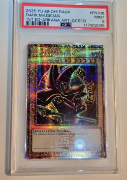 2025 Yu-Gi-Oh! QUARTER CENTURY STAMPEDE Dark Magician QCR RA04-EN106 QCSR PSA 9 - Image 5