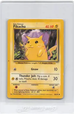 Pikachu 58/102 - Yellow Cheeks - BASE SET - VINTAGE WotC Pokemon Card - MP - Image 1