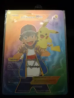 2023 Ash Ketchum V Max Ultra Rare Rainbow Foil Fan Art Card - Image 1