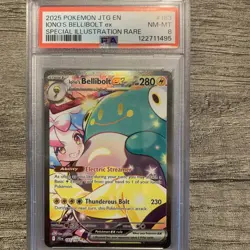 Pokemon 2025 JTG Special Illustration Rare Card #183 Iono's Bellibolt EX PSA 8 - Image 1
