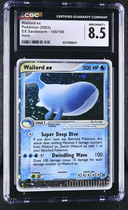 CGC 8.5 Wailord ex 2003 EX Sandstorm 100/100 Holo Pokemon Card - Image 1