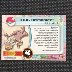 Pokemon Card Hitmonlee #106 Topps Trading Cards serie 1 Excellent Italiano - Image 2