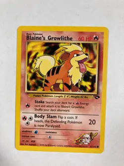 Pokemon TCG Blaine's Growlithe 62/132 Gym Challenge card - Image 1