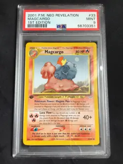Pokemon Cards: 1st Edition Neo Revelation Uncommon: Magcargo 33/64: PSA 9 - Image 1