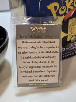Orig 1999 Pokemon Pikachu Burger King 23k Gold Plated Card + Pokeball, COA & Box - Image 5